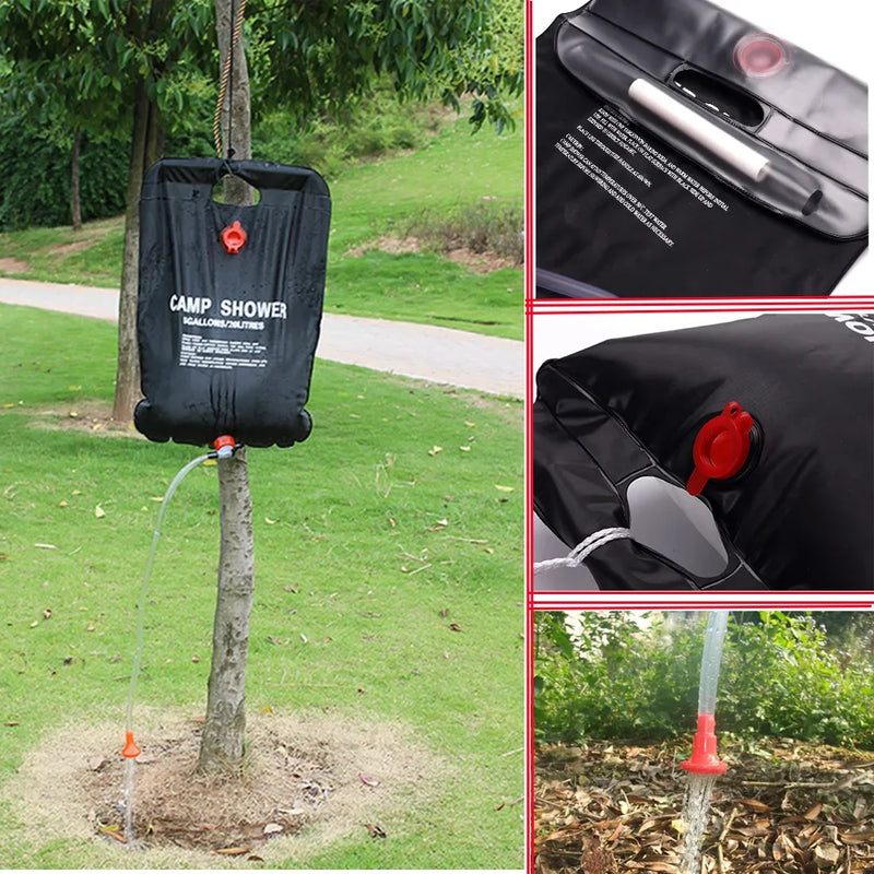 Sac de Douche Solaire 20 L Noir pour Voyage et Plage