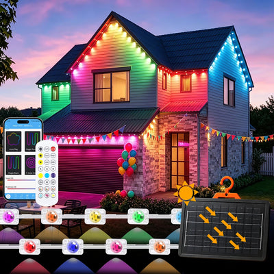 Guirlande Solaire Extérieur RGB pour Avant-Toit 15 à 60 m