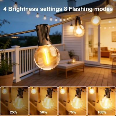 Guirlande Solaire G40 LED Télécommande Minuterie 8 Modes