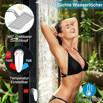 Douche Solaire de Jardin 60L Colonne 228 cm Pivotante 360°
