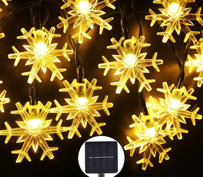 Lampe Solaire Flocon de Neige 62 LED Étanche Arbre de Noël