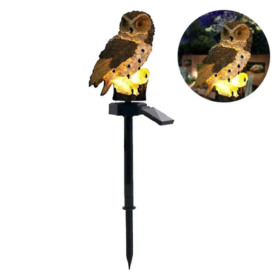 Statue Solaire Hibou LED Étanche pour Jardin et Patio