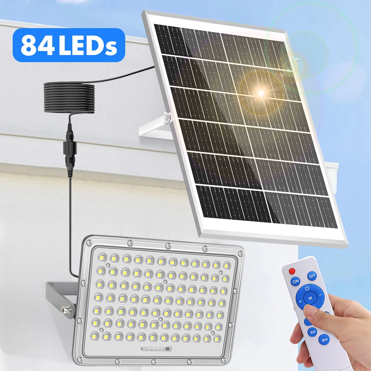Réverbère solaire étanche 200W avec capteur de lumière 6500K