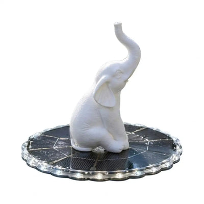 Fontaine Solaire Flottante Statue Éléphant à LED