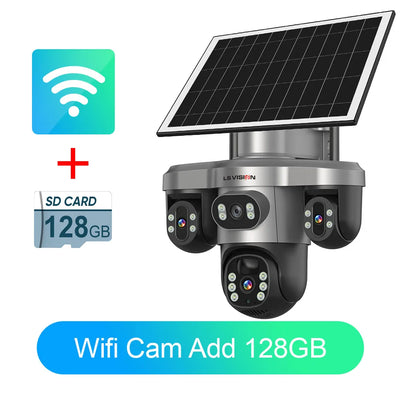 Caméra Solaire 4G WiFi 3 Objectifs 4K Extérieure