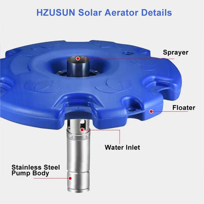 Aérateur d'Étang Solaire Flottant 1 HP pour Bassin et Barrage