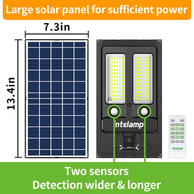Lampadaire Solaire 3000LM Grand Panneau Détecteur