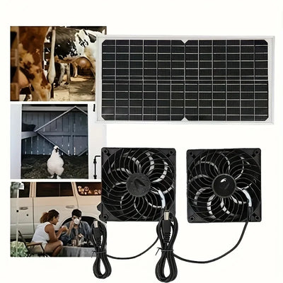 Extracteur Solaire Double 30W Étanche pour Serre et Abri