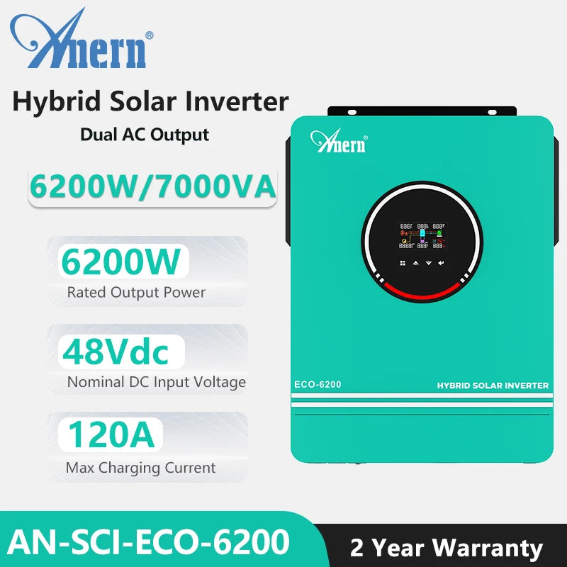 Onduleur Solaire Hybride 6,2 kW 48V 120A