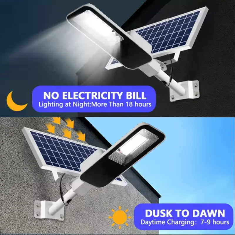 Lampadaire solaire 1000W puissant étanche à allumage crépuscule-aube pour jardin