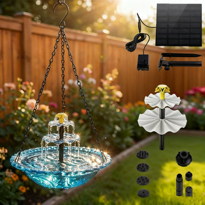 Fontaine Solaire Suspendue Bol en Verre avec Crochet