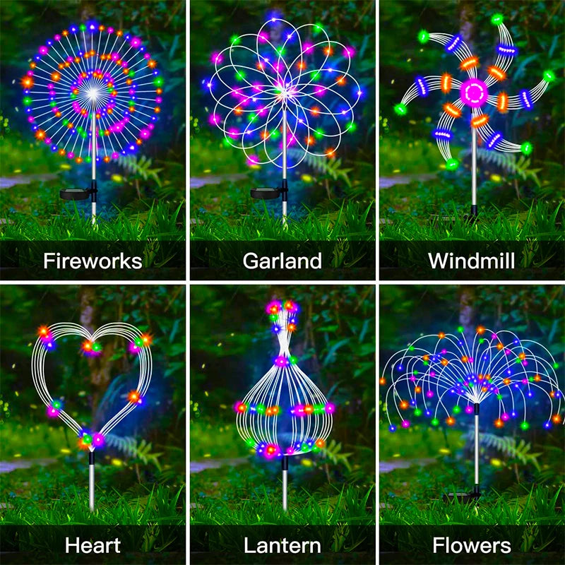 Lampe Solaire Décorative Jardin Effet Feu d'Artifice