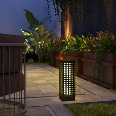Lampe Solaire de Jardin en Rotin Noire avec Capteur