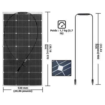 Panneau Solaire Flexible Monocristallin Étanche