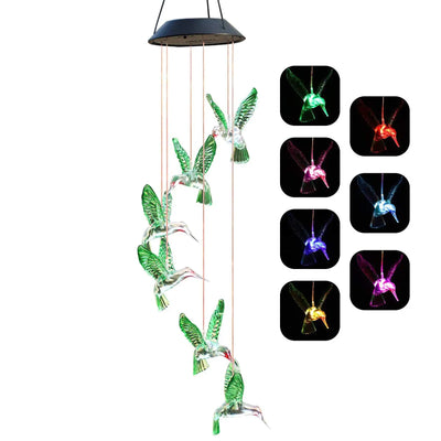 Carillon Solaire Colibri Lumineux Étanche pour Jardin