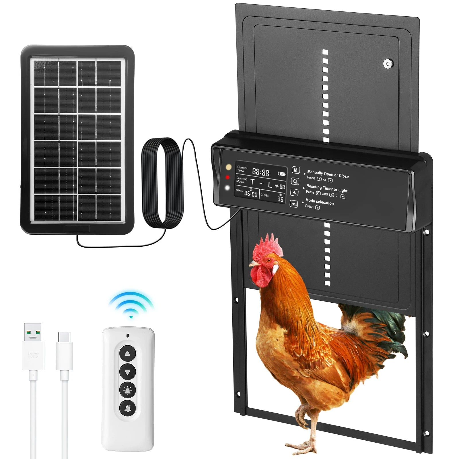 Porte Automatique de Poulailler Solaire Quatre Saisons Aluminium