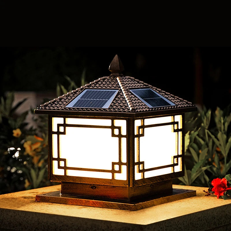 Lampe solaire de pilier et poteau exterieur etanche IP65