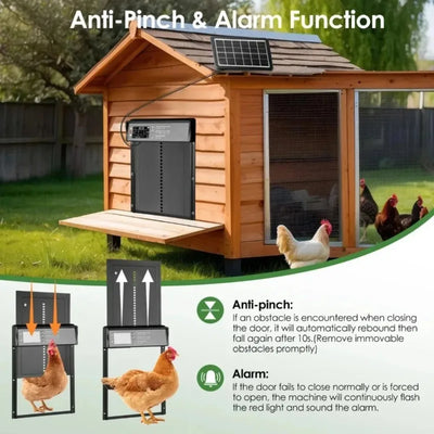 Porte Automatique de Poulailler Solaire Programmable Levage Anti-Pincement