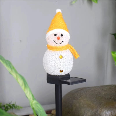 Piquet Solaire Noël Bonhomme de Neige LED Blanc Chaud