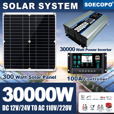 Kit Solaire Complet 30000W Onduleur Double Panneau