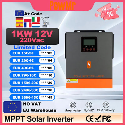 Onduleur Solaire Hybride 1kW 12V Onde Pure