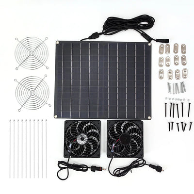 Extracteur d'Air Solaire 12V 25W Double Turbine Étanche