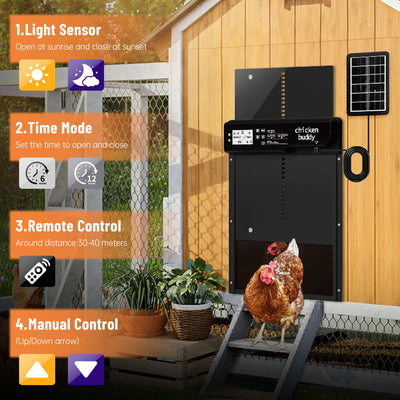Porte Automatique de Poulailler Solaire Chicken Buddy Grande Largeur