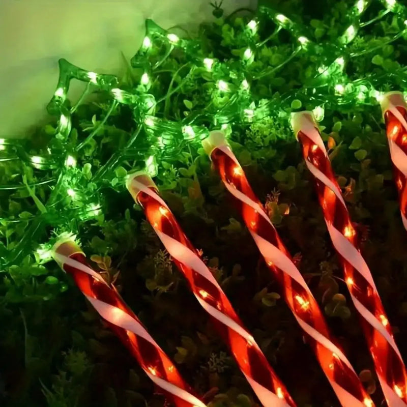 Piquet Solaire Sucre d'Orge Décoration Noël Jardin Lot de 5
