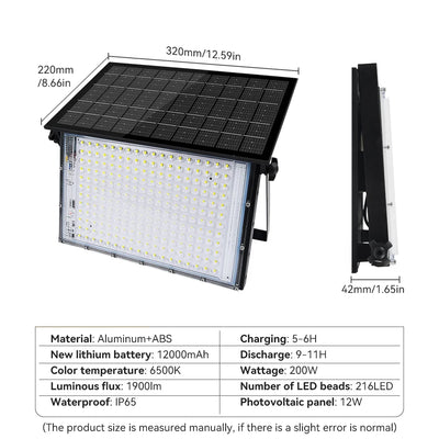 Projecteur Solaire LED 200W Télécommande Applique Murale