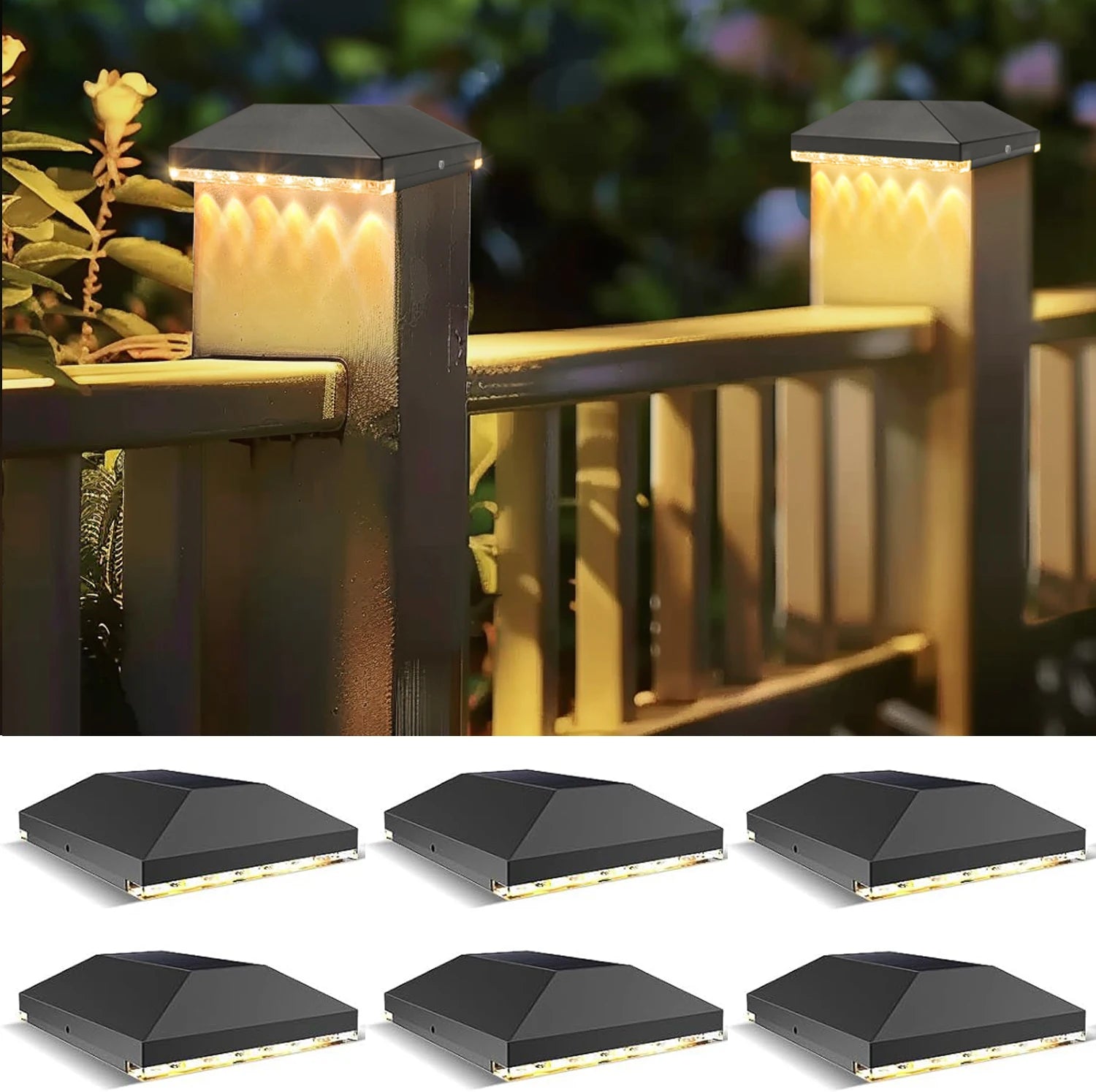 Lampe Solaire Extérieur Capuchon de Poteau Noir 4x4 Clôture