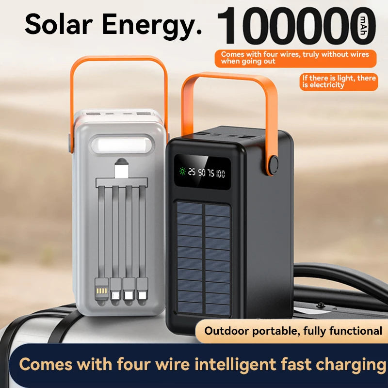 Batterie Externe Solaire à Panneau 100000mAh