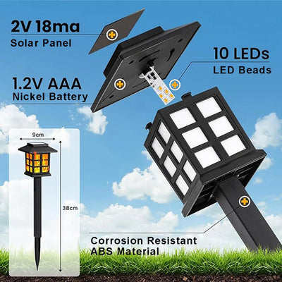 Torche Solaire Flamme Scintillante 10 LED Décoration Jardin
