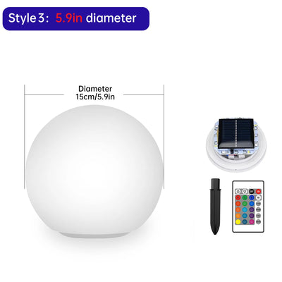 Boule Solaire LED 16 Couleurs Étanche Décoration Jardin