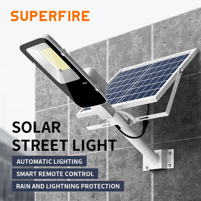 Réverbère Solaire Extérieur avec Télécommande, Détection Automatique, Étanche