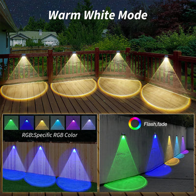 Lampe Solaire de Clôture LED RGB Blanc Chaud Pont Extérieur