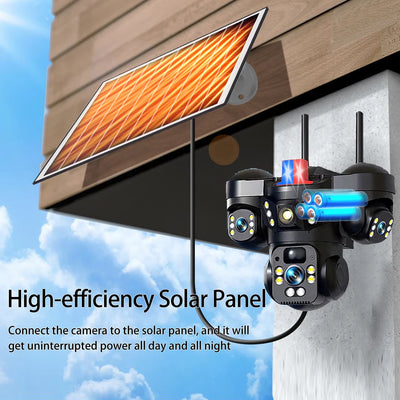 Caméra de Surveillance Solaire 4G WiFi 15MP 3 Objectifs V380
