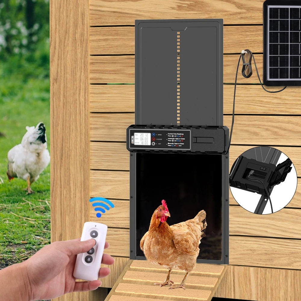 Porte Automatique de Poulailler Solaire Panneau Déporté