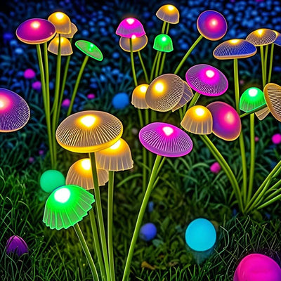 Lampe Solaire Champignon Jardin LED Double Mode Étanche