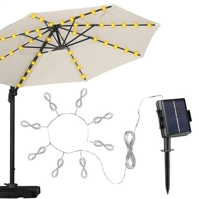 Guirlande Solaire Extérieur pour Parasol 8 Branches Blanc Chaud