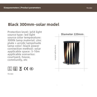 Lampe Solaire de Colonne sur Pied d'Extérieur
