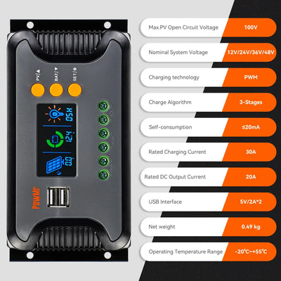Régulateur de Charge Solaire 12V au 48V LCD - vue 6