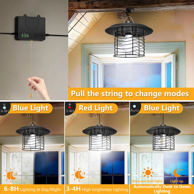 Lampe Solaire Suspendue Vintage Fer 3 Modes IP65 Abri Jardin
