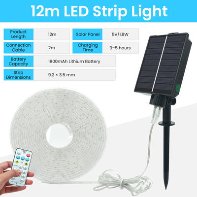 Ruban LED Solaire SMD2835 Étanche 3 à 30 Mètres RVB Blanc