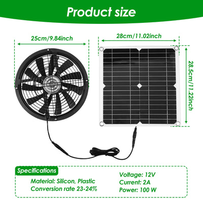 Extracteur Solaire 100W pour Poulailler et Serre