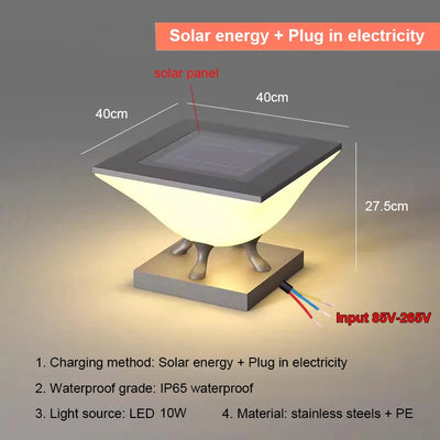 Lampe Solaire de Pilier Moderne d'Extérieur