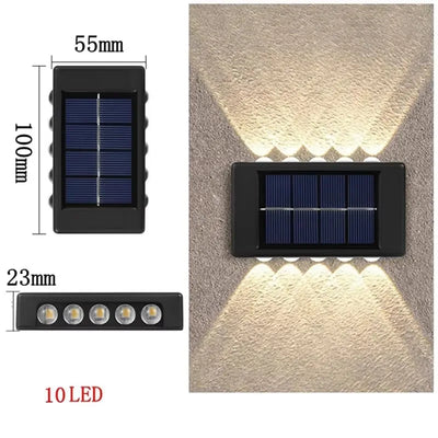 Applique Solaire Murale 12 LED Haut et Bas pour Balustrade