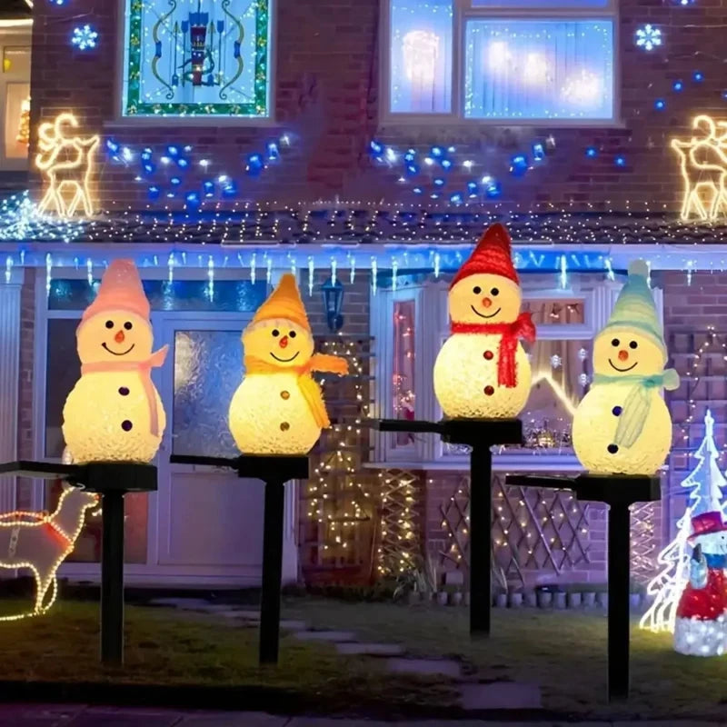 Piquet Solaire Bonhomme de Neige LED pour Allée de Noël