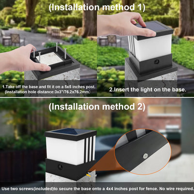 Lampe Solaire Pilier Clôture LED Étanche IP65 Jardin Portail