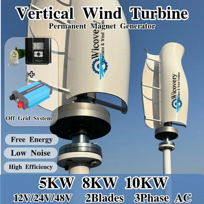 Éolienne Verticale 5000W à 10 kW 12V 24V 48V Kit Complet