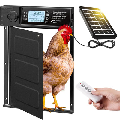 Porte Automatique de Poulailler Solaire Battante 180° Anti-Pincement LCD